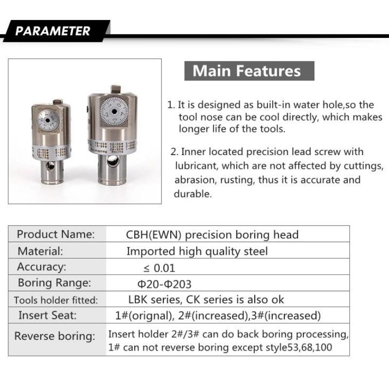 Fin kedelig serie: CK2 (EWN25-47CKB2) EWN25-47 kedeligt vendende hovedfræsemaskine borehoved bt40 borehoved