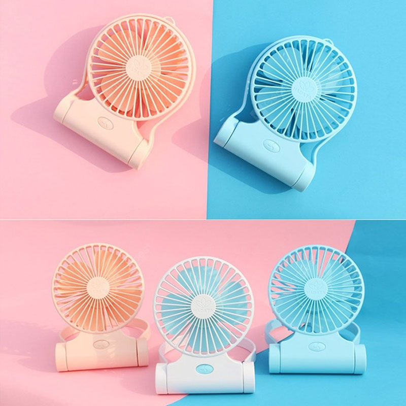 Hængende hals Elektronisk blæser USB-opladning Håndholdt desktop Mini udendørs bærbar justerbar vinkel - hvid