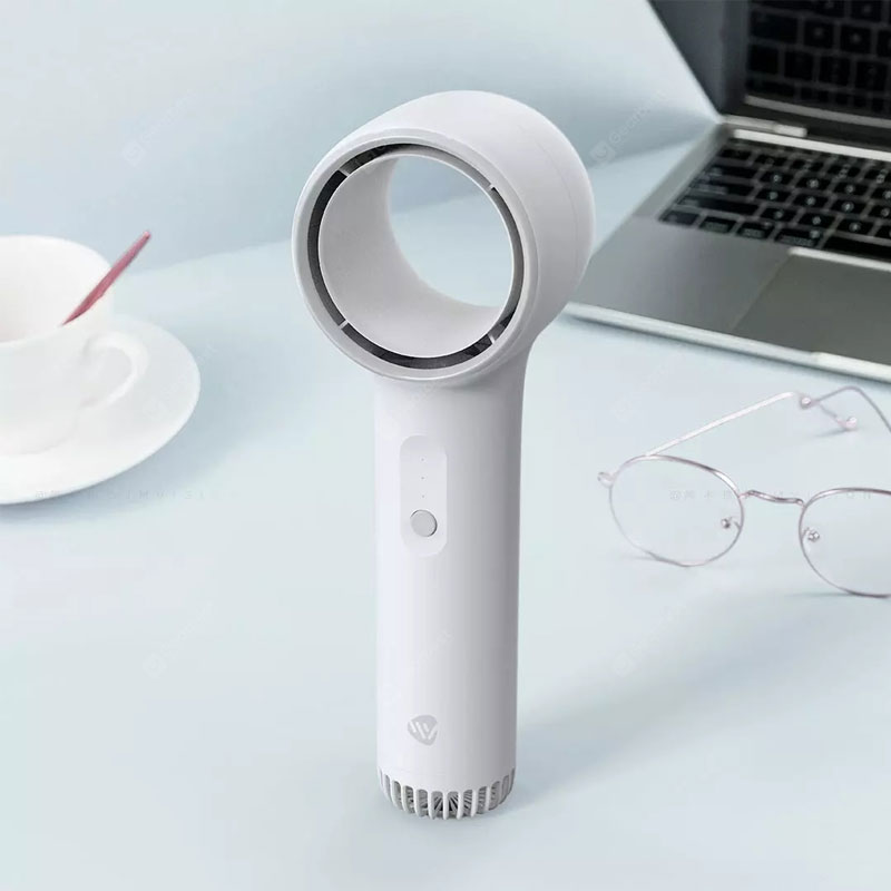 Juntaitong MiNi Håndholdt Bladeless Fan Bladeless Sikkerhed Stærk vind Lav støj Smuk og bærbar Vane Bilrejse Brug fans - Hvid