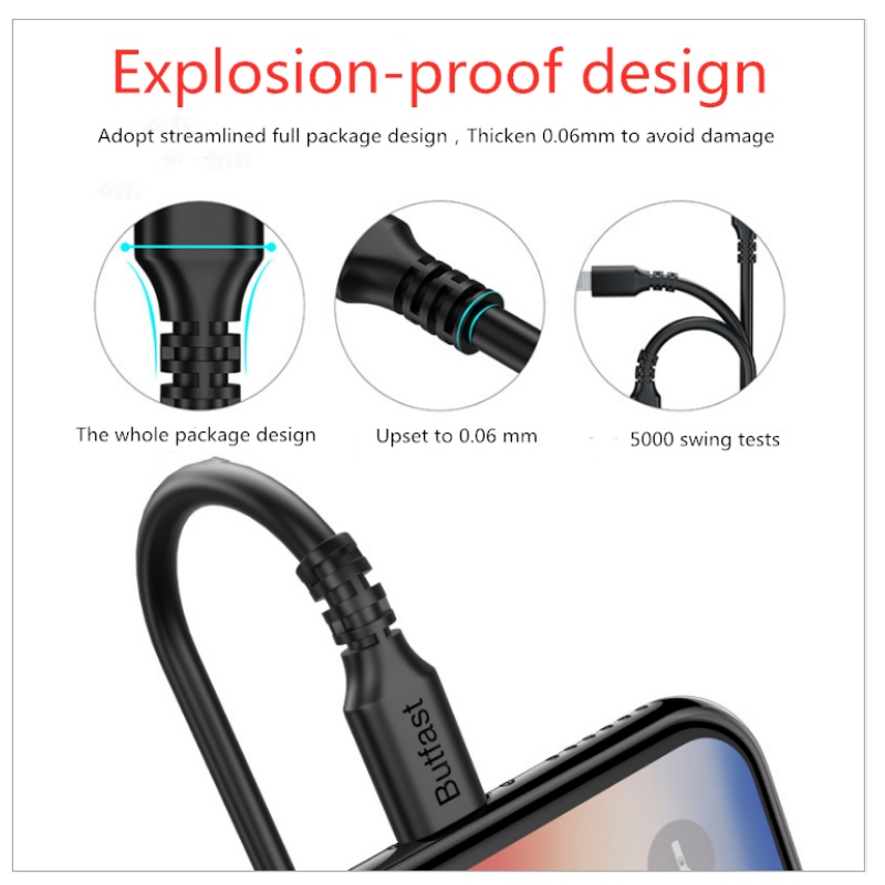 2A mobiltelefon datakabel opladning 2 i 1 Type-C mobiltelefon Sikkerhed hurtigopladning datakabel