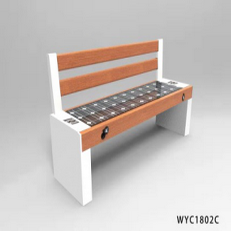 Stort format WPC Wood Galvanized Steel Smart Voice Solar Bench