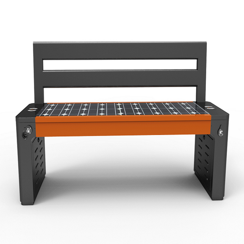 Stort format WPC Wood Galvanized Steel Smart Voice Solar Bench
