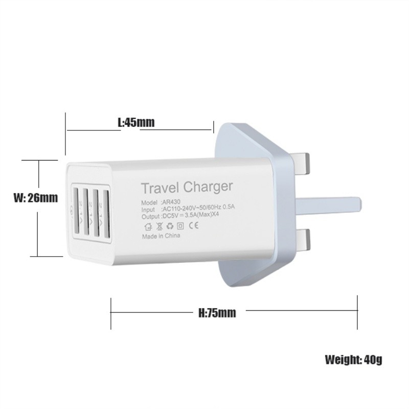 Plug hurtig 3.0 18W 4 2.1A Port USB-oplader AC Travel Charger Adapter bærbar oplader usb multioplader