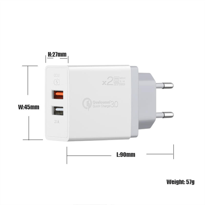 EU/US/UK PD 18W + 5V 2.4A 2 port USB C Fast Charger universal multirejseoplader