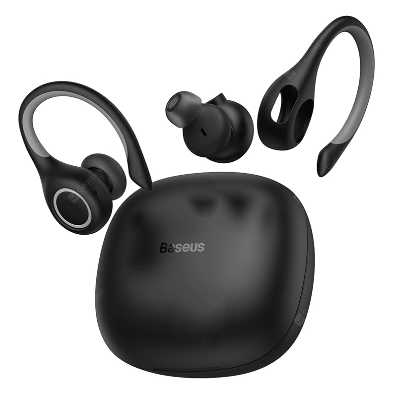 Baseus Encok W17 Sport Bluetooth ørestykker øretelefoner TWS Trådløse hovedtelefoner Headset understøtter Qi Trådløs opladning Smart Touch IP55 Vandtæt - sort