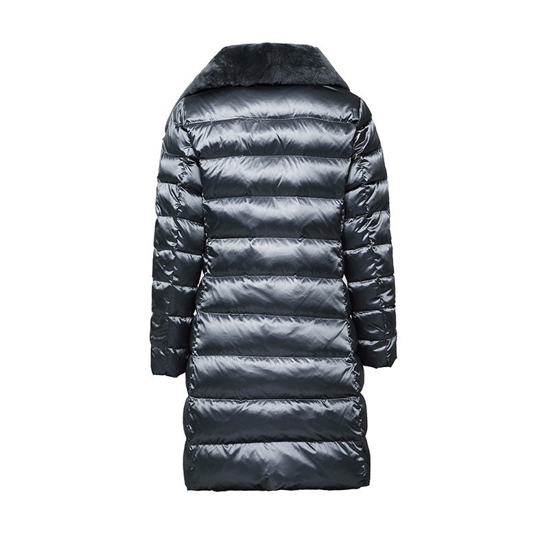 Damer lang varm jakke / ned jakke med aftagelig blød pels