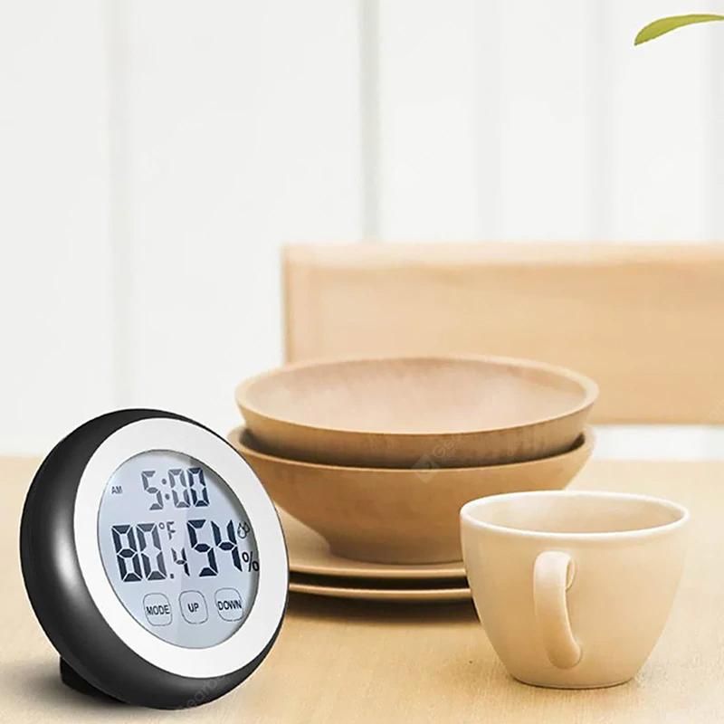 Digital hygrometer LCD termometer fugtighedsmonitor - sort