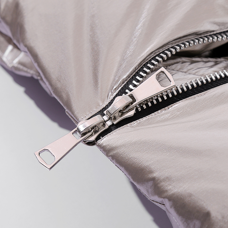 Dame'matallic stof og sherpa kontrast hættetrøje med hættetrøje / ned vest