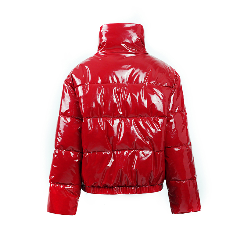 Damer varm jakke / ned jakke i PU stof