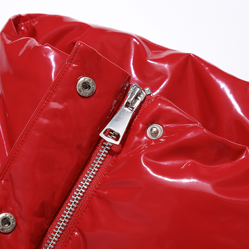 Damer varm jakke / ned jakke i PU stof