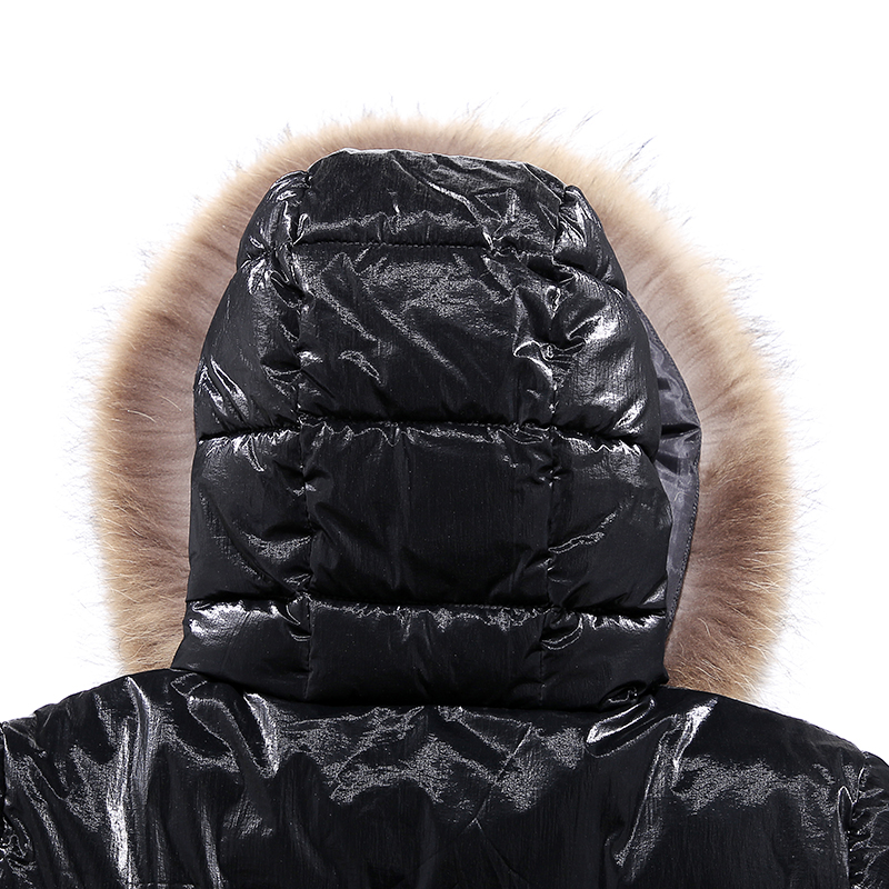 Damer'matallic varm jakke med ægte pels