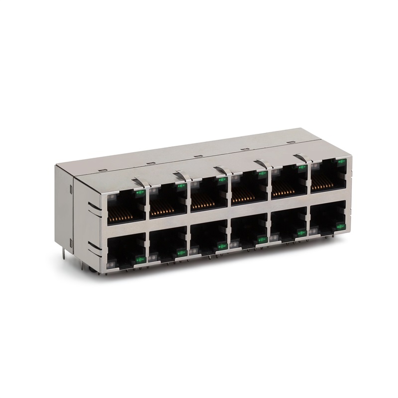 RJ45,2X6 (filter), LED, skjoldetui