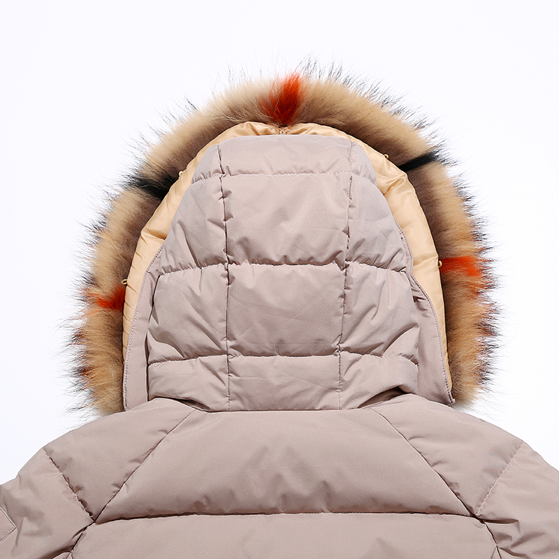 Fraværende varmt jakke med aftagelig hætte/ ægte pelsskind