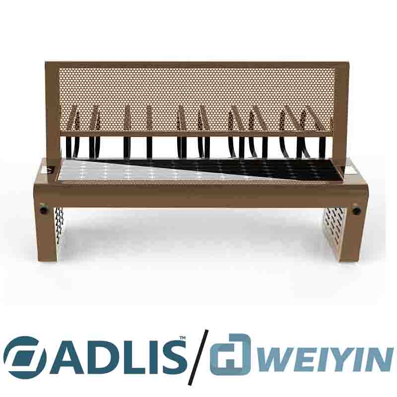 Rustfrit stål Sort farve Trådløs oplader Solar Bench til mobil