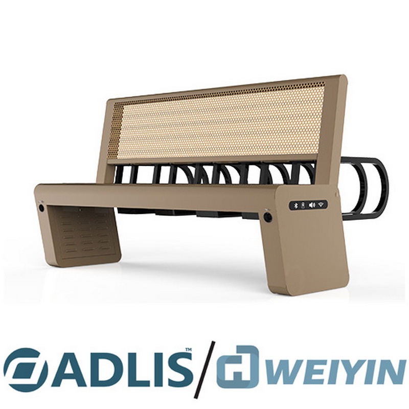 Rustfrit stål Sort farve Trådløs oplader Solar Bench til mobil