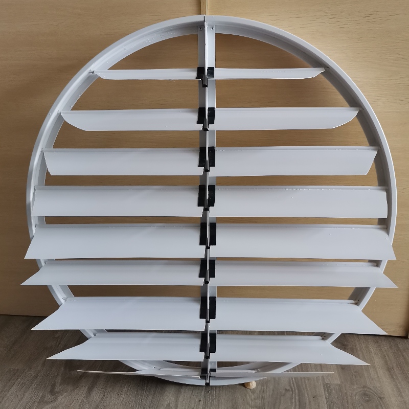 Rund pvc udluftningslukkere profil PVC persienner til udstødningsventilatorsystemer automatisk louver til ventilationssystemer