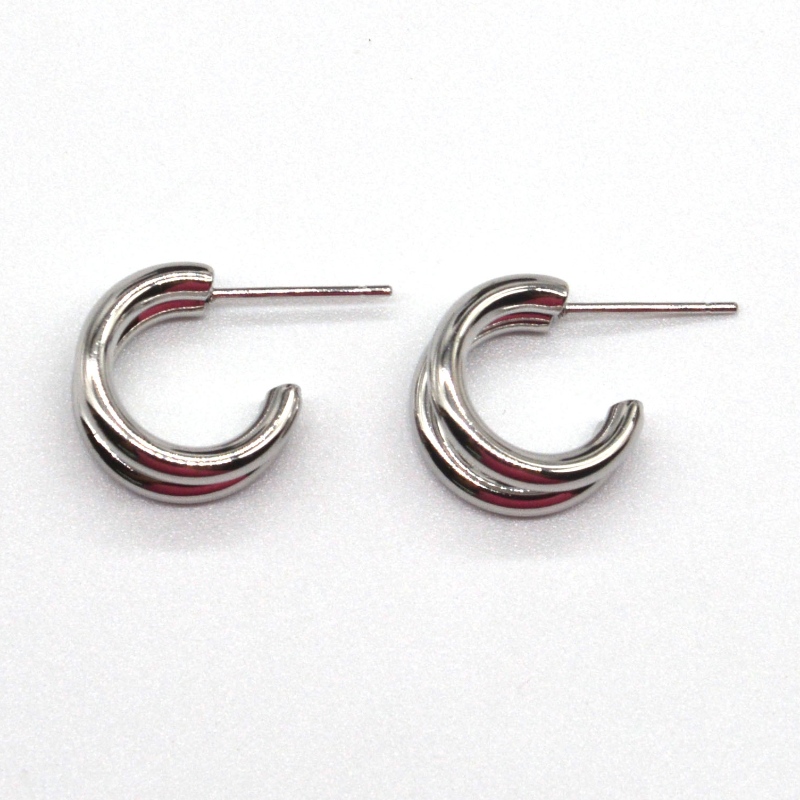 Tykke sølv hoop øreringe dobbelt C-ring retro geometrisk metal rock punk rund cirkel dinglende øreringe til kvindelige piger øreringe smykker Kina Ruifanbao smykker forarbejdning fabrik