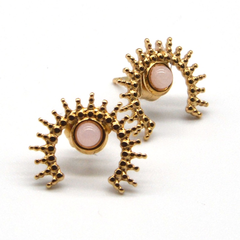 Forgyldte agat øreringe, rustfrit stål guld damer øreringe Kina Ruifanbao smykker forarbejdning fabrik