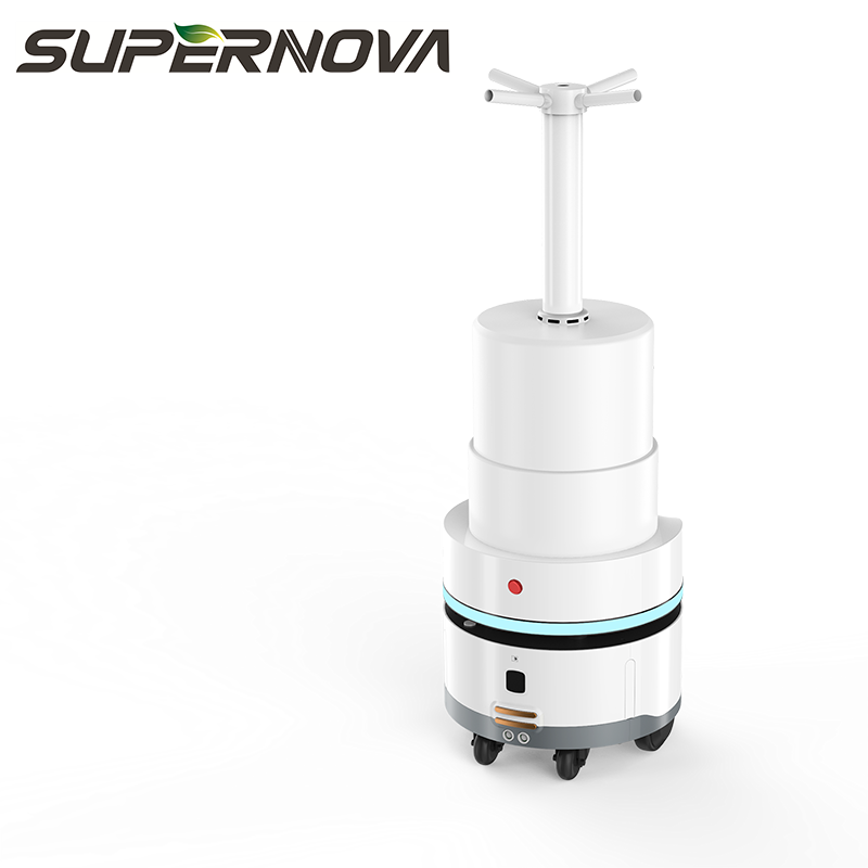 Højeffektiv antivirus Auto-genopladning Industrial Spray Desinfection Robot Atomizing Sterilization Robot
