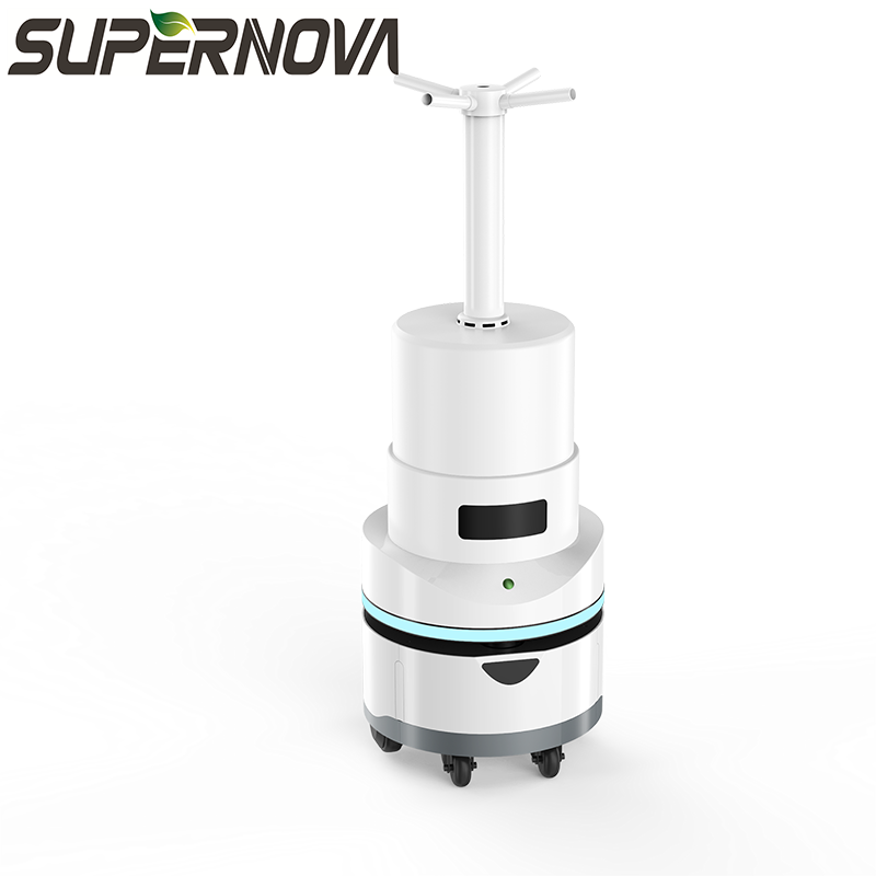 Højeffektiv antivirus Auto-genopladning Industrial Spray Desinfection Robot Atomizing Sterilization Robot