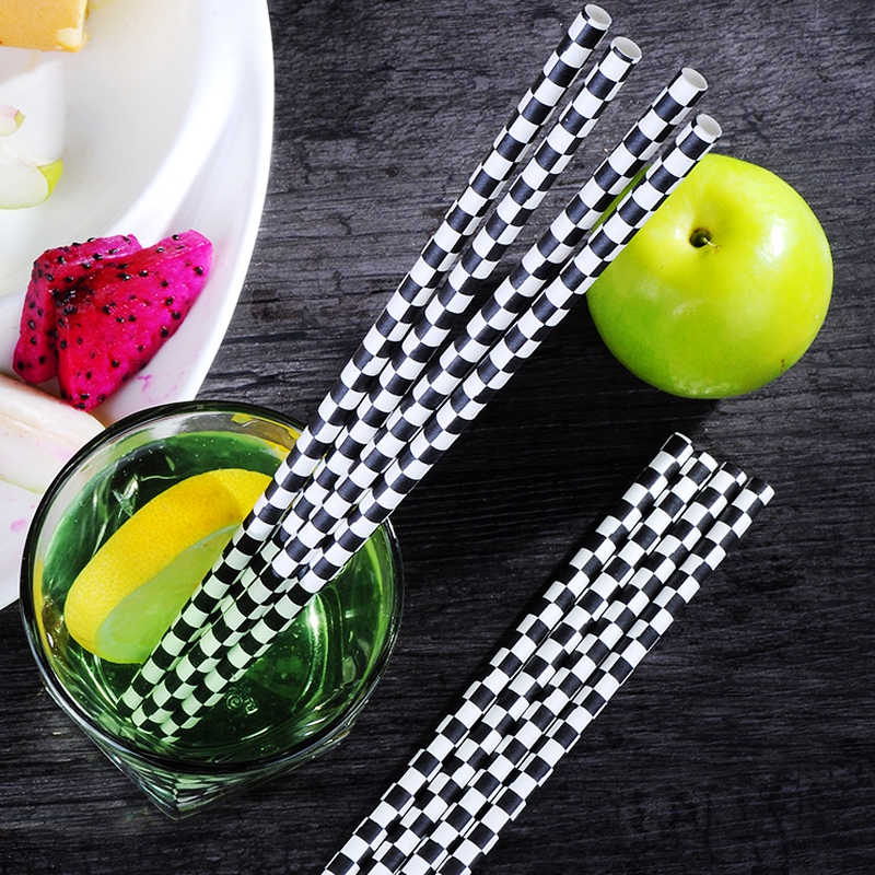 Plaid sort og hvid kreativt papirstrå