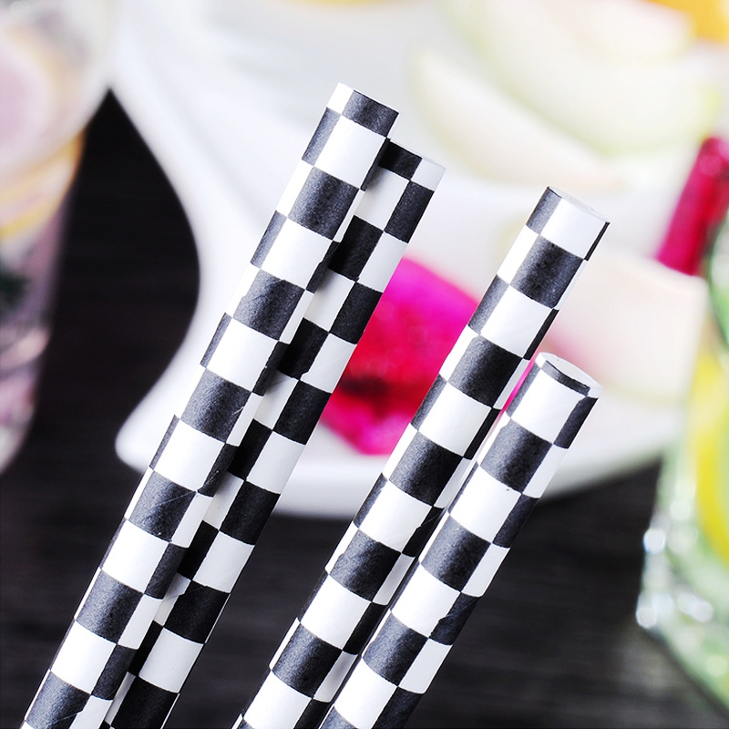 Plaid sort og hvid kreativt papirstrå