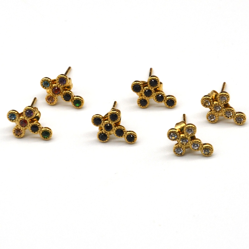 Kvinders cross cubic zirconia mini pavé cross øreringe Kina Ruifanbao smykker behandling fabrik