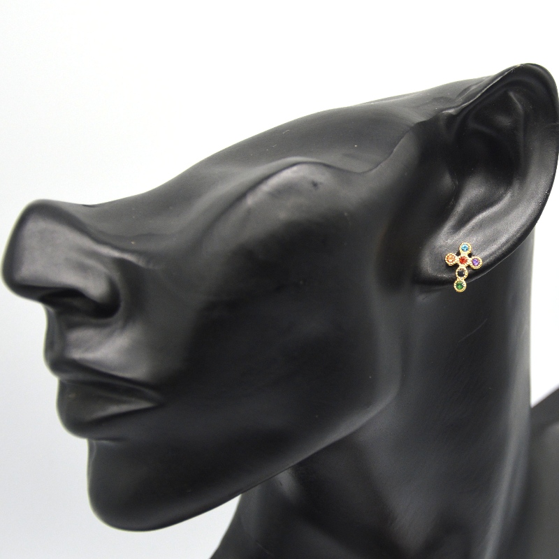 Kvinders cross cubic zirconia mini pavé cross øreringe Kina Ruifanbao smykker behandling fabrik