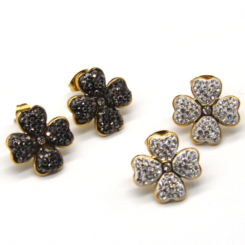 Firkløverøreringe, velegnet til piger og damer, elsker hjerteformede sort \/ hvide øreringe, Kina Ruifanbao smykkeforarbejdningsfabrik