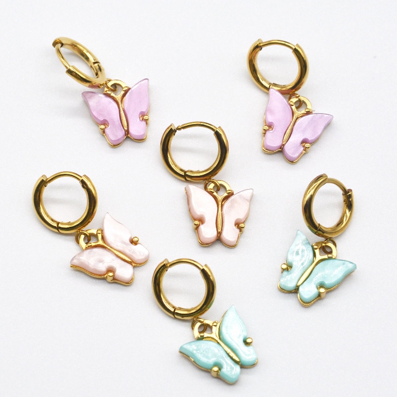 Kvindelige sommerfugleøreringe, farverige sommerfuglekryver, kvindelige, forgyldte dinglende øreringe, kvindelige feriegaver Kina Ruifanbao smykkefabrik