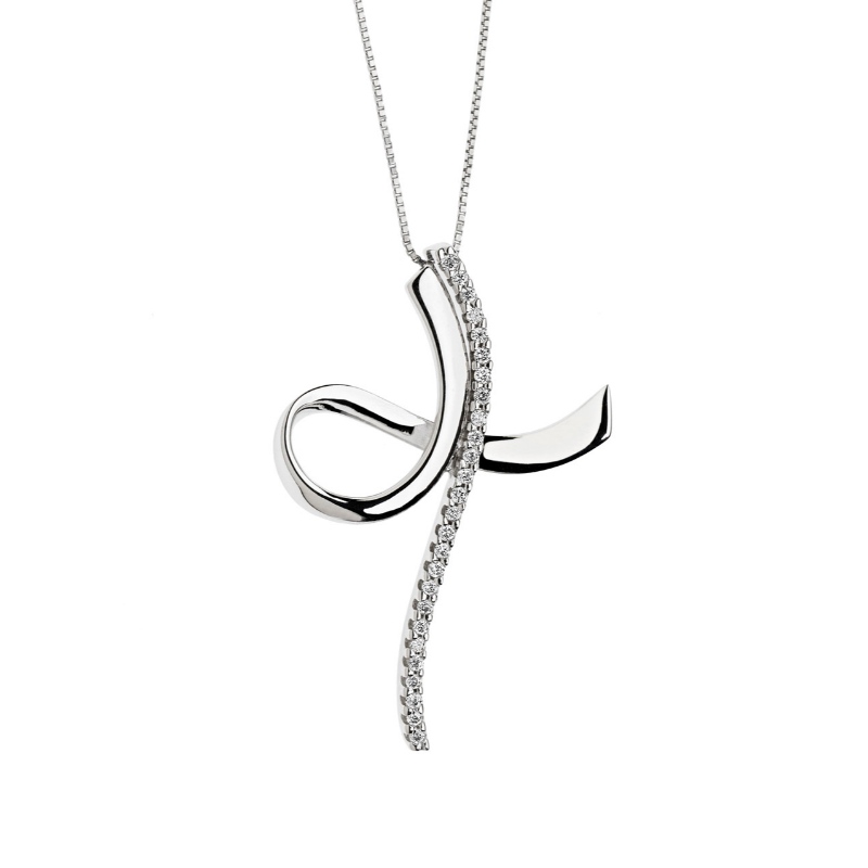 Ladies Simple Cross Type 925 sølv viskose sten halskæde Kina Ruifanbao smykker fabrik