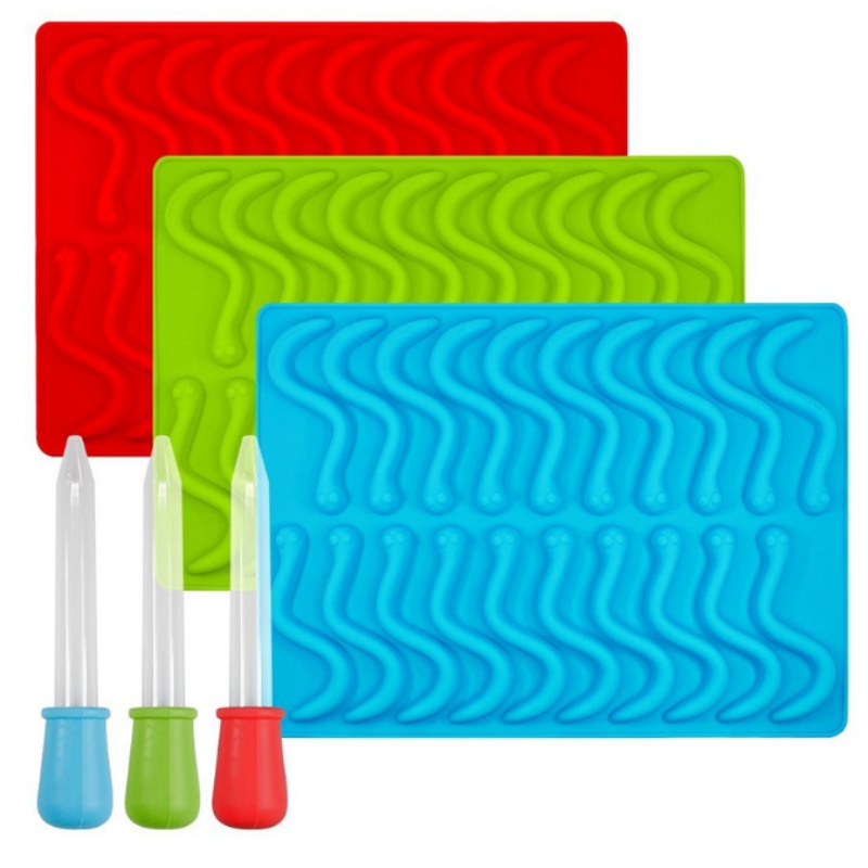 Silicone orm Slik model af larve formet fisk insekt chokolade model lille slangeisket lattice