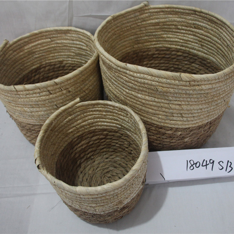 Naturlig havgræs opbevaringskurv med låg og håndtag Diverse opbevaringskurv