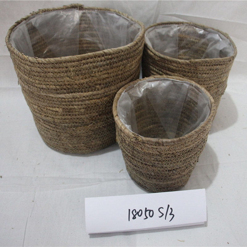 Naturlig havgræs opbevaringskurv med låg og håndtag Diverse opbevaringskurv