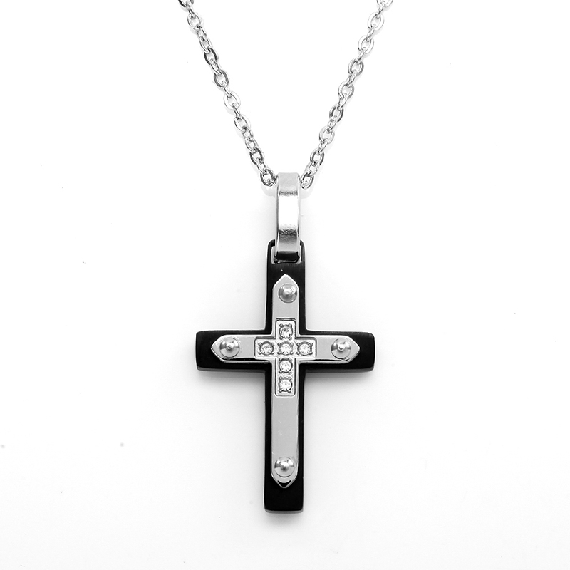 Engroshandel Stainless Steel Two-Tone Cross Pendant Italien Halshånd