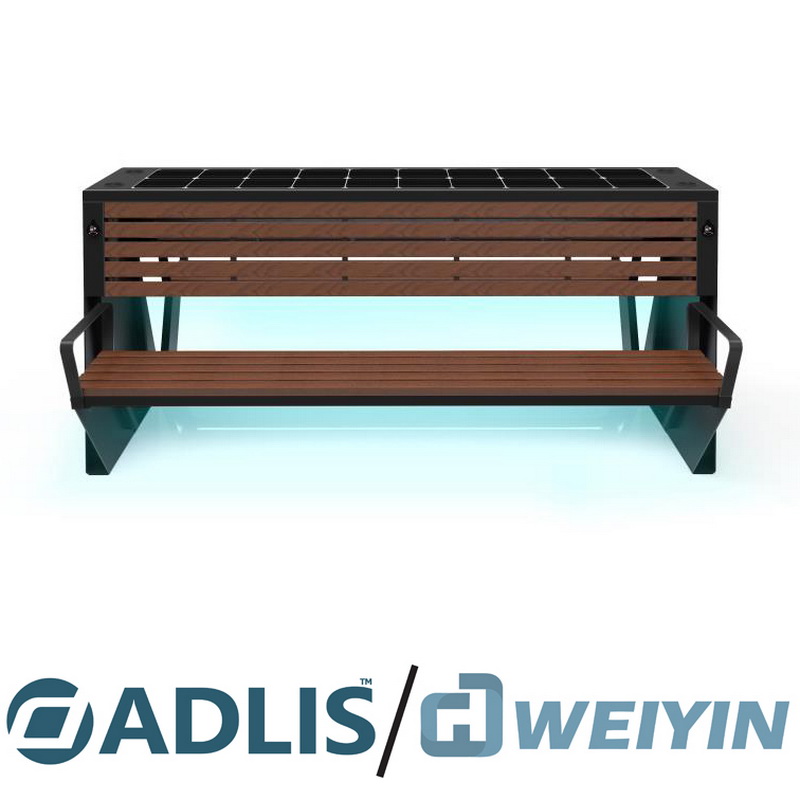 USB-oplader Trådløs oplader LED-belysning Smart bænk i høj kvalitet med solenergi