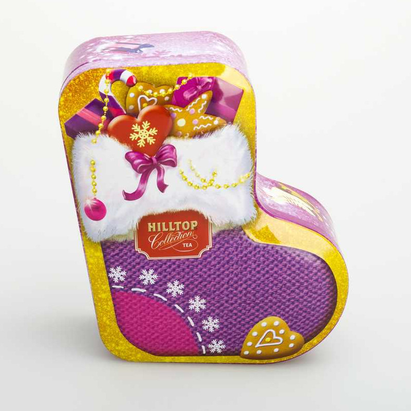 Tilpasset Xmas Sock Shape Tin Box DR0678A-01 144x132x55