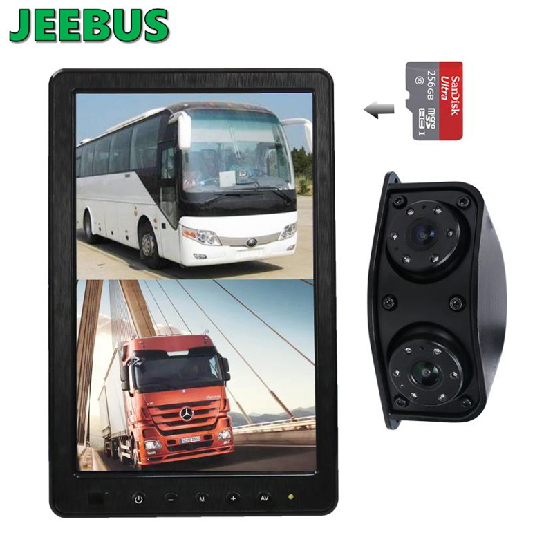 Køretøj Truck Bus Coach Kamera 10,1 tommer Bagspejl DVR Monitor System Forreste bageste videodisplayoptagelse