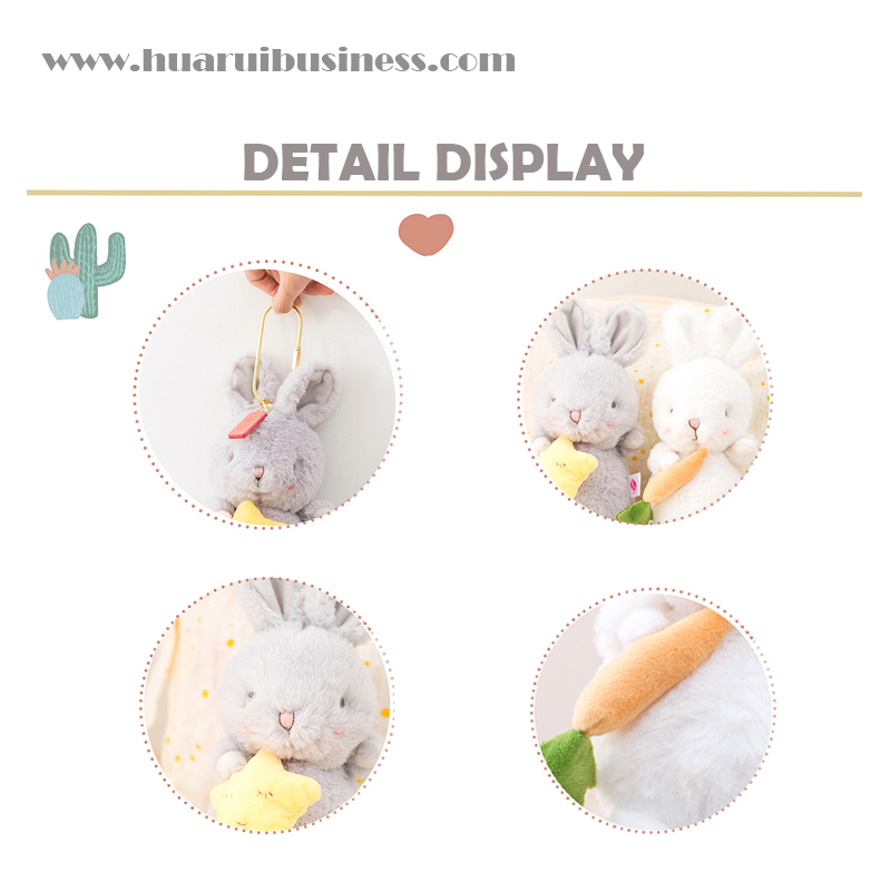Thicken kaninpels legetøj, dukke med stjerne med gulerod kan være med nøglering, størrelse 23cm