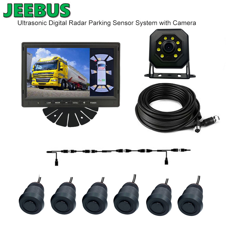 Ultrasonic Digital Visual Radar ParkeringsSensor Monitor System med Omvendt kamera til Bus Coach