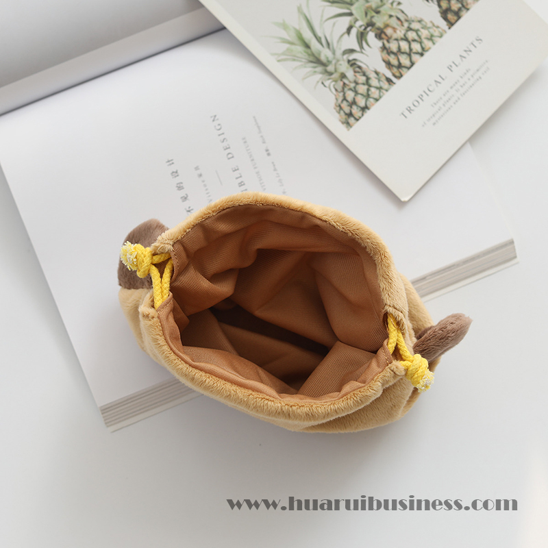 Kort skindbamse og rævetrækstreng plush taske, trækstreng lagerpose, kosmetisk pose