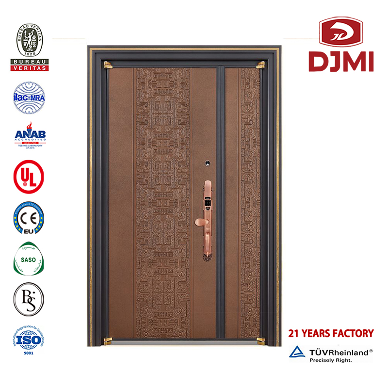 Ståldøre med armeret glas Tilpasset trædesignkataloget Dekorativ Indenrigsdør/Privat sikkerhed Tyrkisk Stål Armeret Dør Nye indstillinger Simpel Stålsikkerhed Grill Design Mosaic Steel-Wood Armoured Door