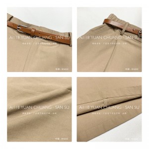 Løstsiddende design Minimalistisk lige stil Casual Ensfarvet bomuld og linned overdimensioneret brugerdefineret Midi nederdel 16532