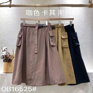 Lys- fittings design Minismst Straight stil Casual Solid color bomuld og linned overdimensionerede brugertilpassede Midi Skirt 16525