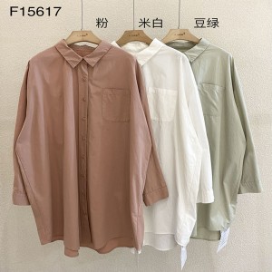 Udformning af løst fittings Minismst Smelly Casual Solid color Printed color bomuld og linned overdimensioneret brugerdefineret 15617 Shirts Dress