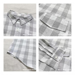 Lys- fittings design Minismist Smelly Casual Solid color Stripped Checked overspeced extowed custoed 17799 Loose Checked Shirt