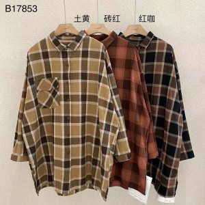 Lys- fittings design Minismst stily casual Solid color Strited Kontrollered overspecialed custoed 17853 Loose Checked Shirt