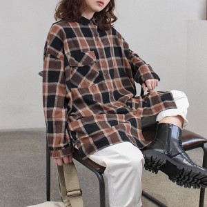 Lys- fittings design Minismst stily casual Solid color Strited Kontrollered overspecialed custoed 17853 Loose Checked Shirt