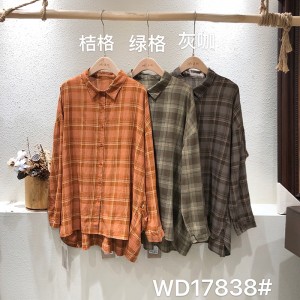 Lys- fittings design Minismist Smelly Casual Solid color Strited Checket overspeced extowed extized 17838 Loose Checked Shirt