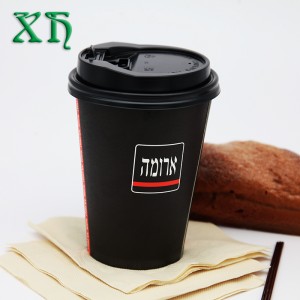 12 oz enkelt væg sort farve te pris papir kop med låg